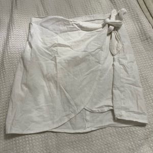 White Wrap Tie Skirt